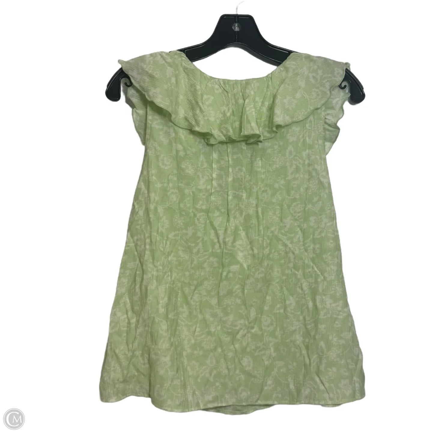 Garden Pleated Ruffle Shell Top Sleeveless By Loft In Green, Size: M
