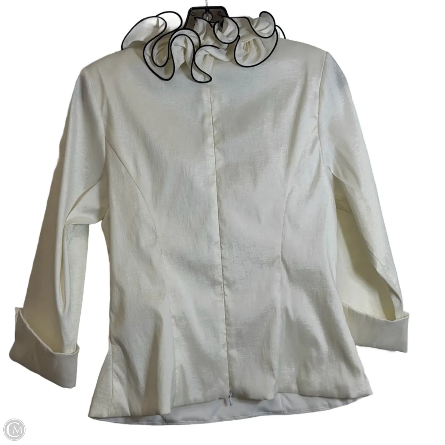 Top Long Sleeve Designer By Xscape In White, Size: 12