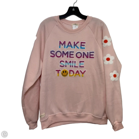 Sweatshirt Crewneck By Simply Southern In Pink, Size: L