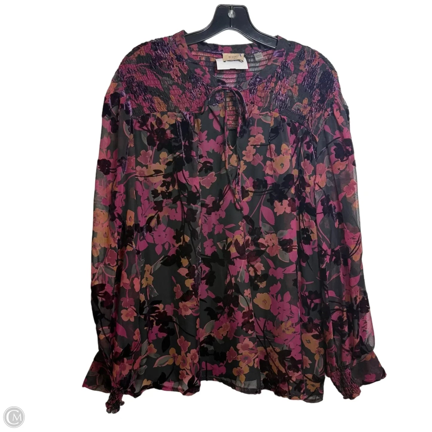 Top Long Sleeve By Tahari In Floral Print, Size: 2x