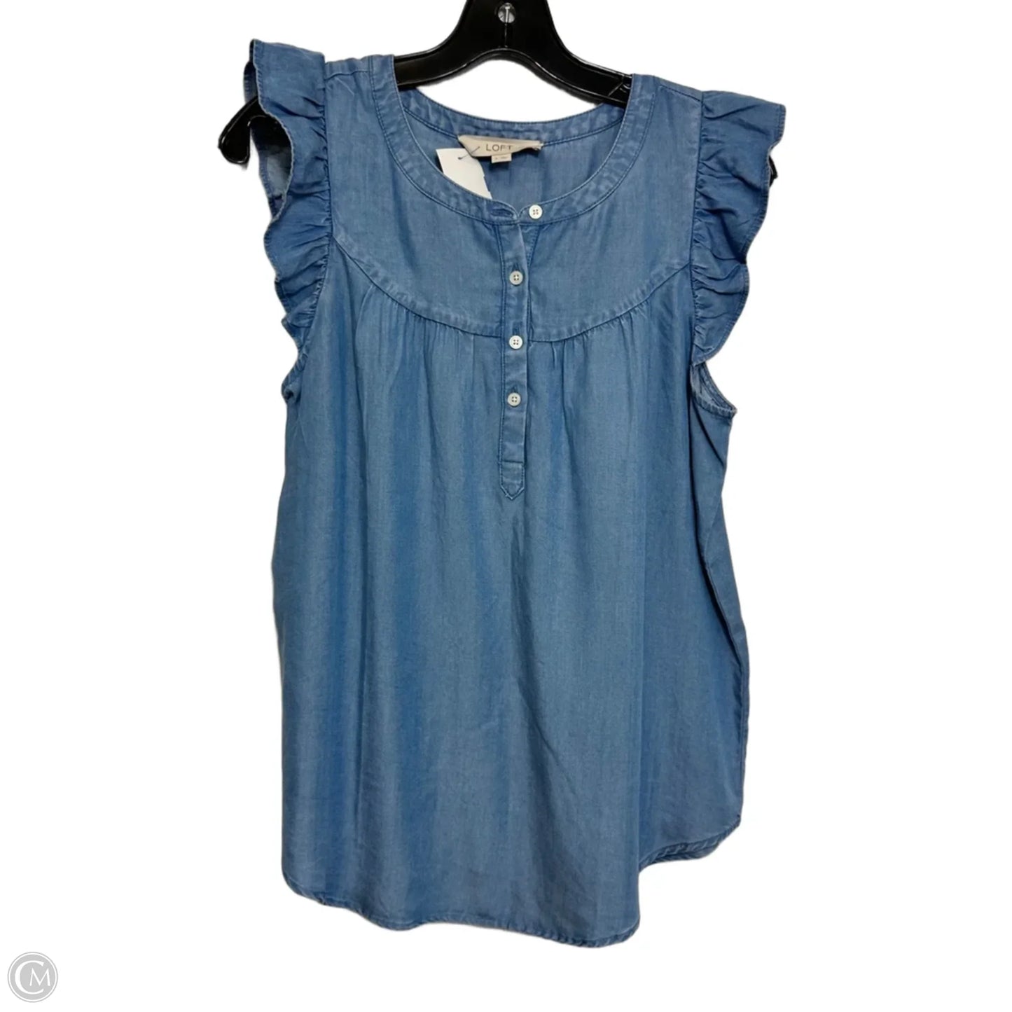 Top Sleeveless By Loft In Blue Denim, Size: S