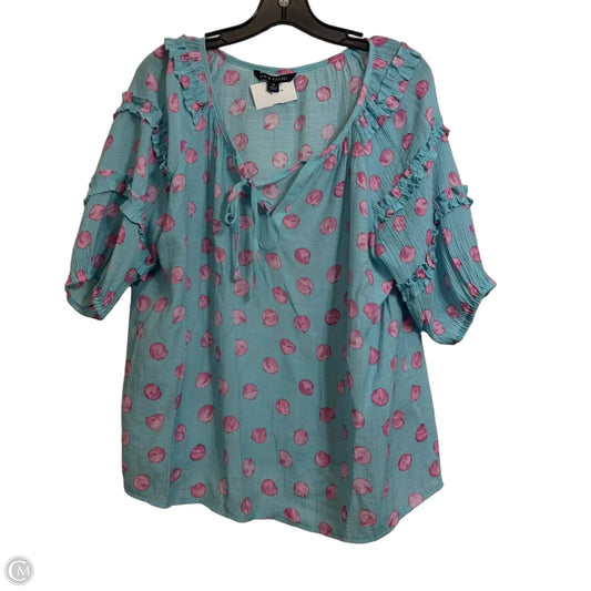 Top Short Sleeve By Zac And Rachel In Blue & Pink, Size: M