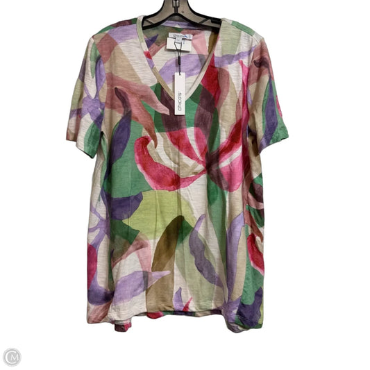 Top Short Sleeve By Chicos In Multi-colored, Size: L