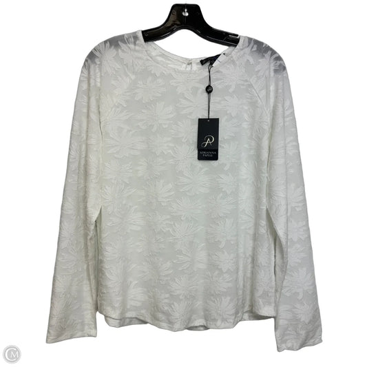 Top Long Sleeve By Adrianna Papell In White, Size: L