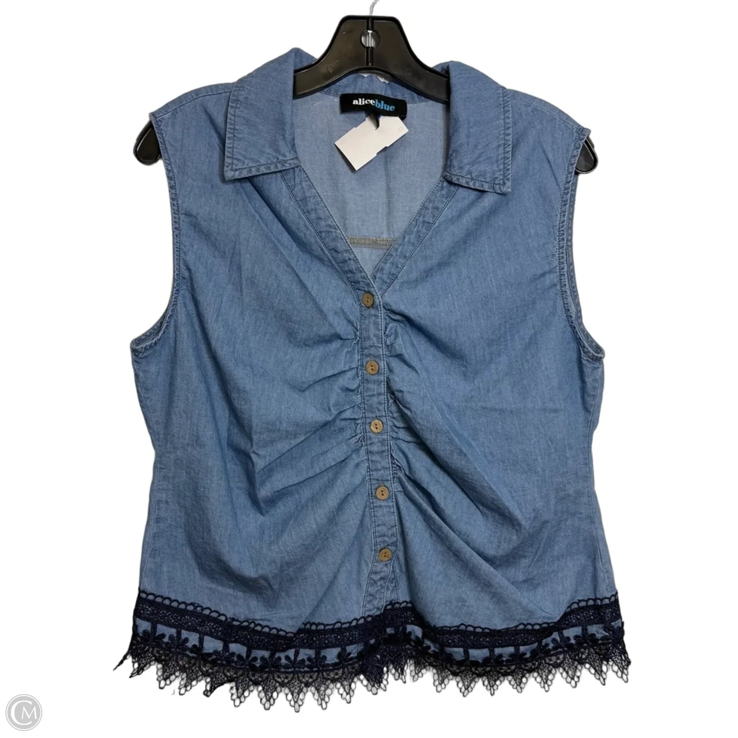 Top Sleeveless By Alice Blue In Blue Denim, Size: L