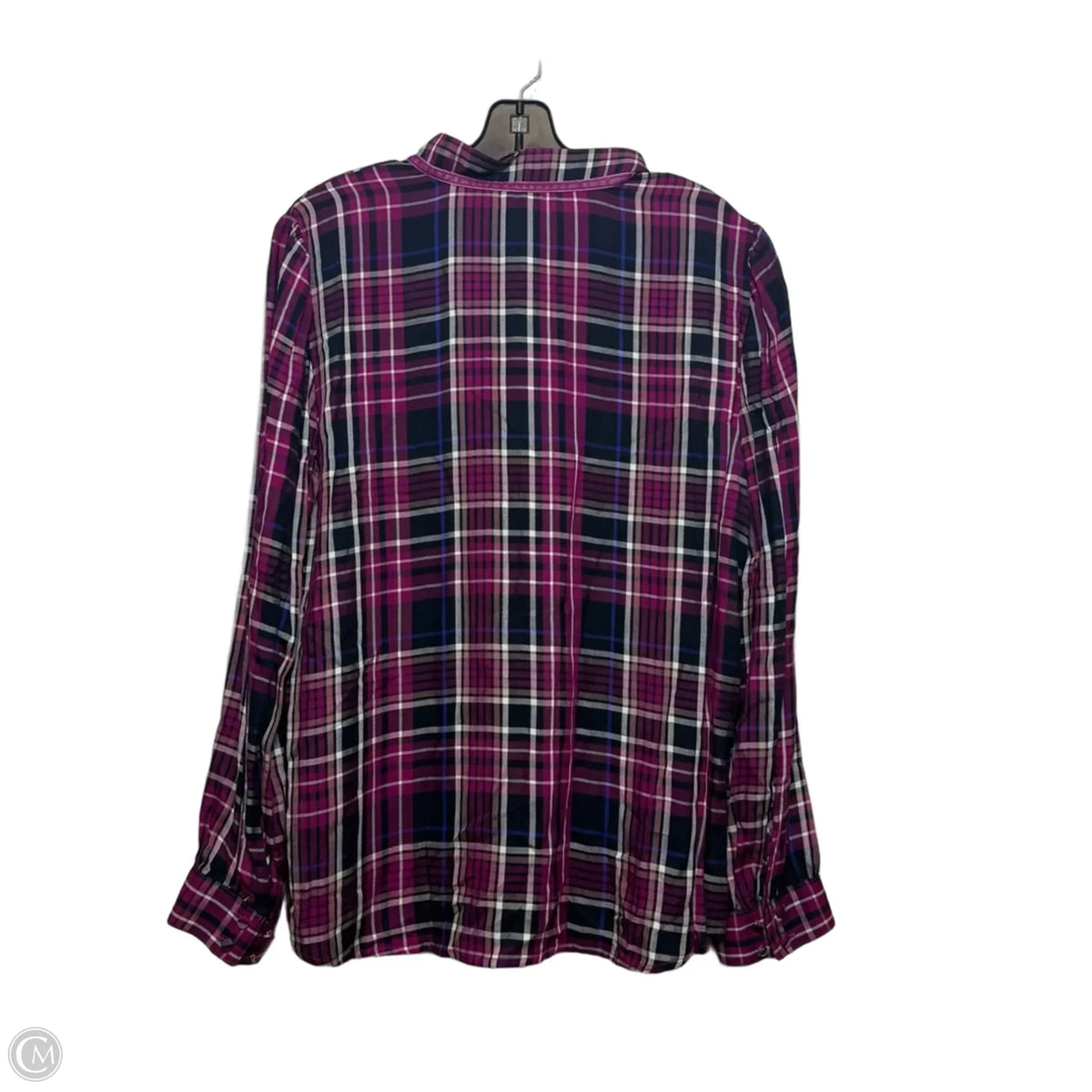 Top Long Sleeve By Chicos In Plaid Pattern, Size: L
