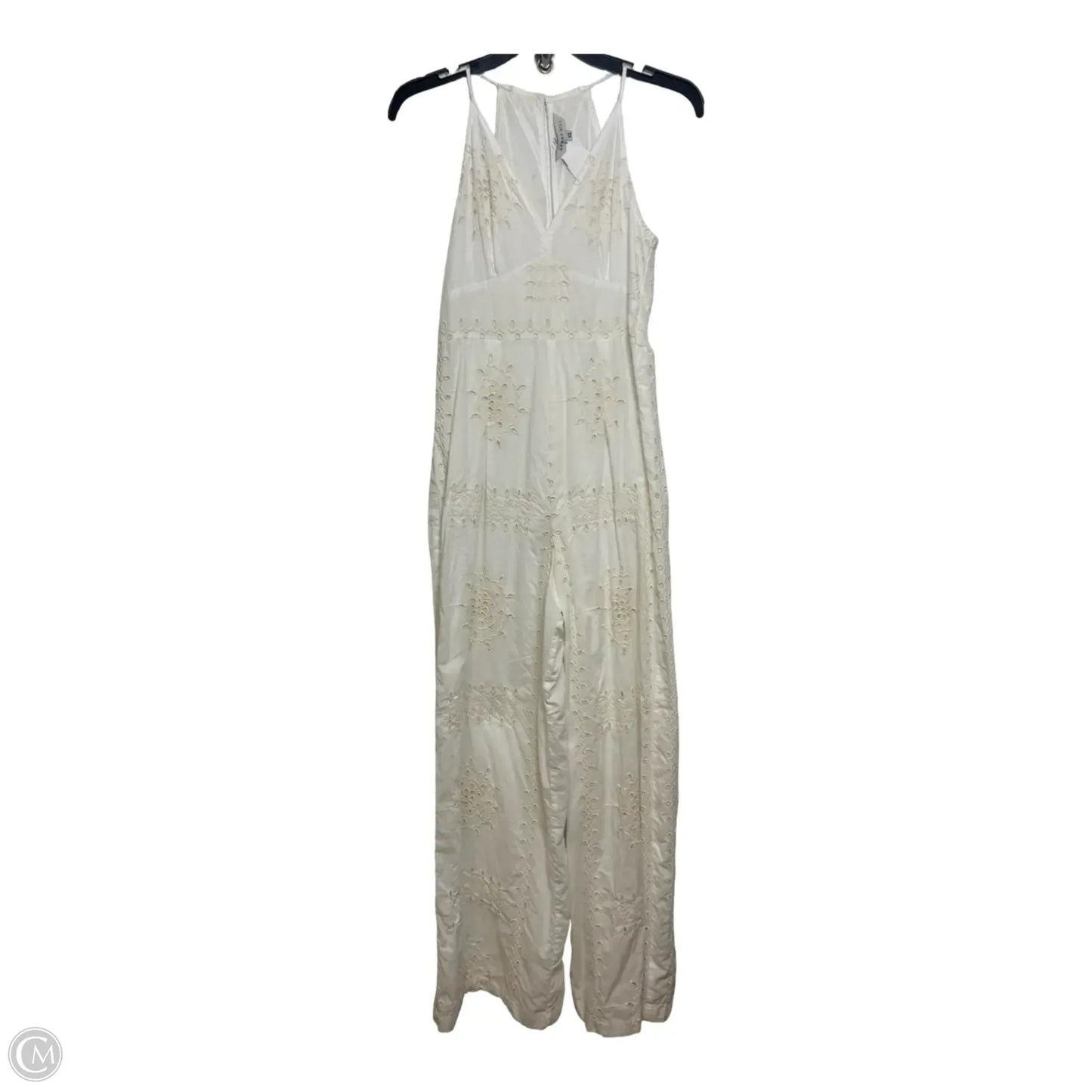 Eyelet Halter Jumpsuit By Ranna Gill In White, Size: Xs