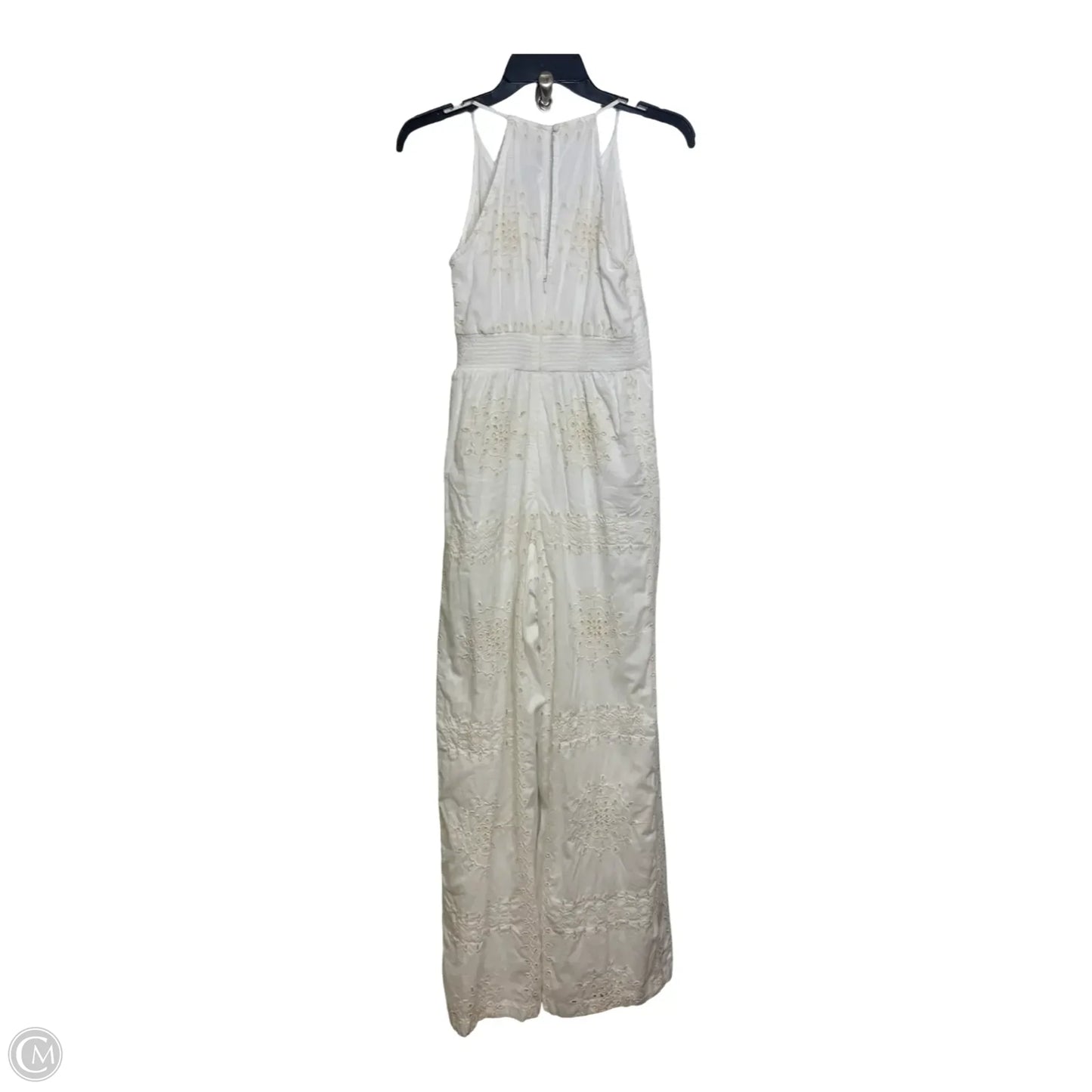Eyelet Halter Jumpsuit By Ranna Gill In White, Size: Xs