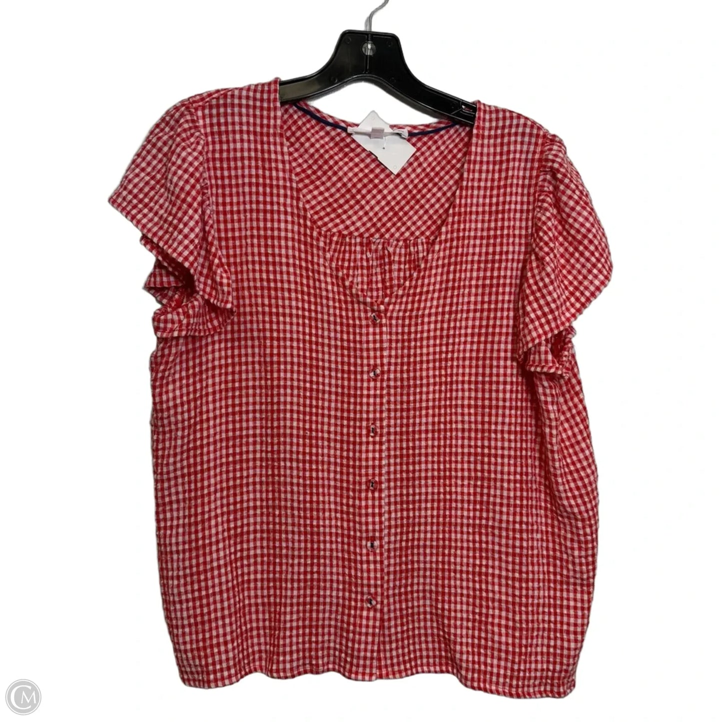 Top Short Sleeve By Jane And Delancey In Plaid Pattern, Size: M