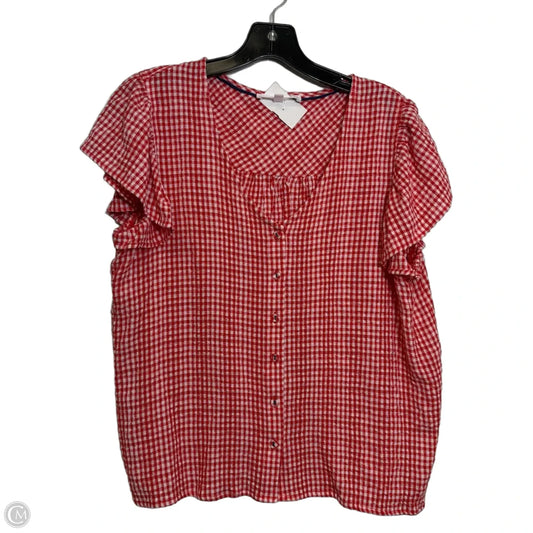 Top Short Sleeve By Jane And Delancey In Plaid Pattern, Size: M