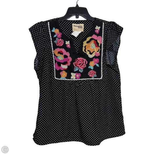 Top Short Sleeve By Savanna Jane In Black, Size: L