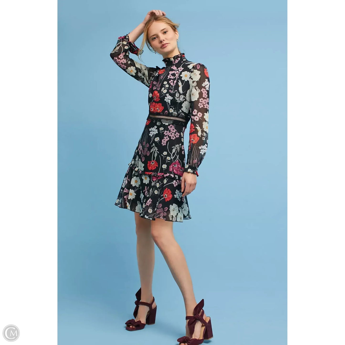 Floral High-Neck Dress By Donna Morgan In Floral Print, Size: 12p