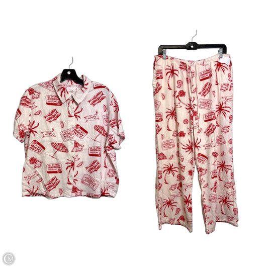 Pants Set 2pc By Clothes Mentor In Red & White, Size: L