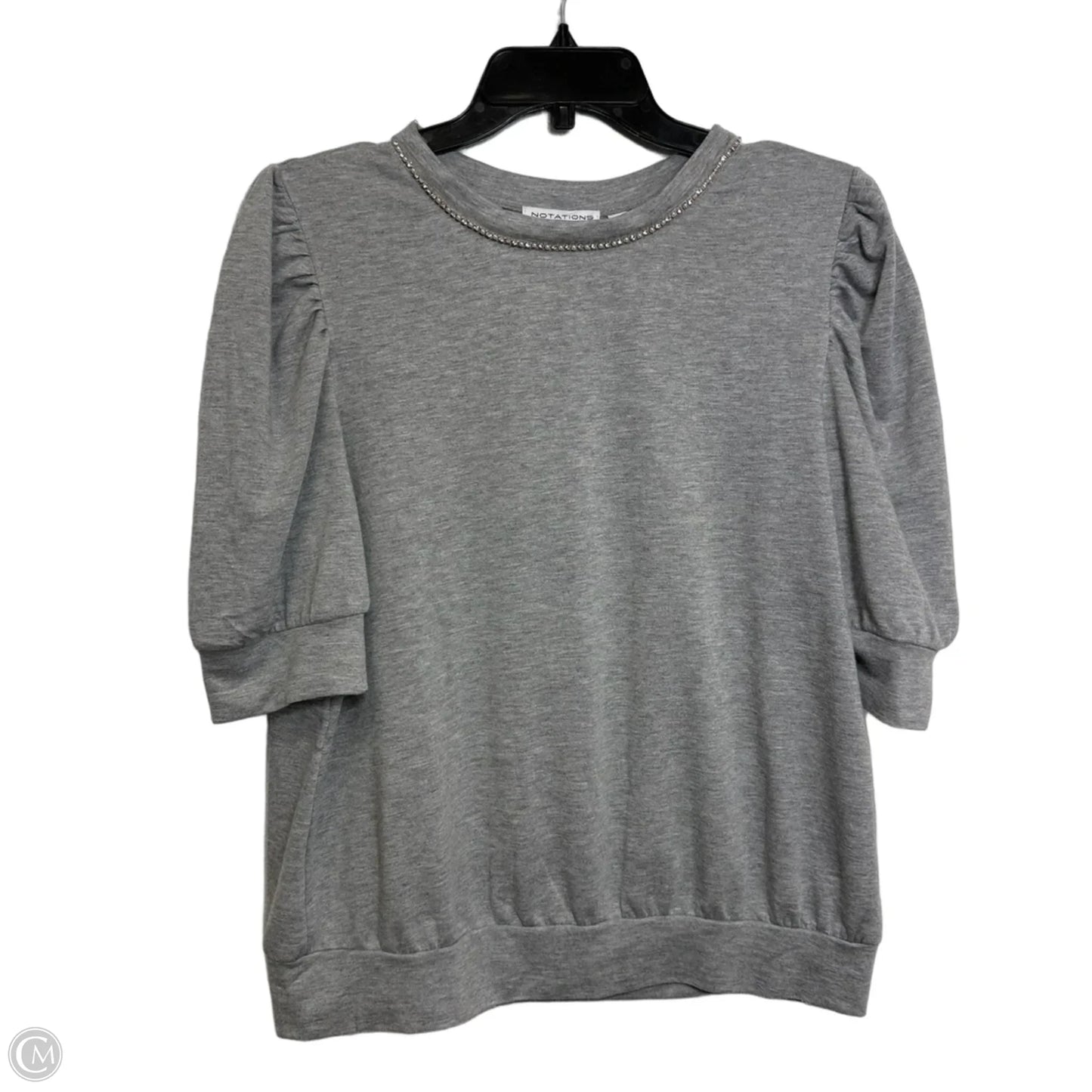Top Short Sleeve By Notations In Grey, Size: M