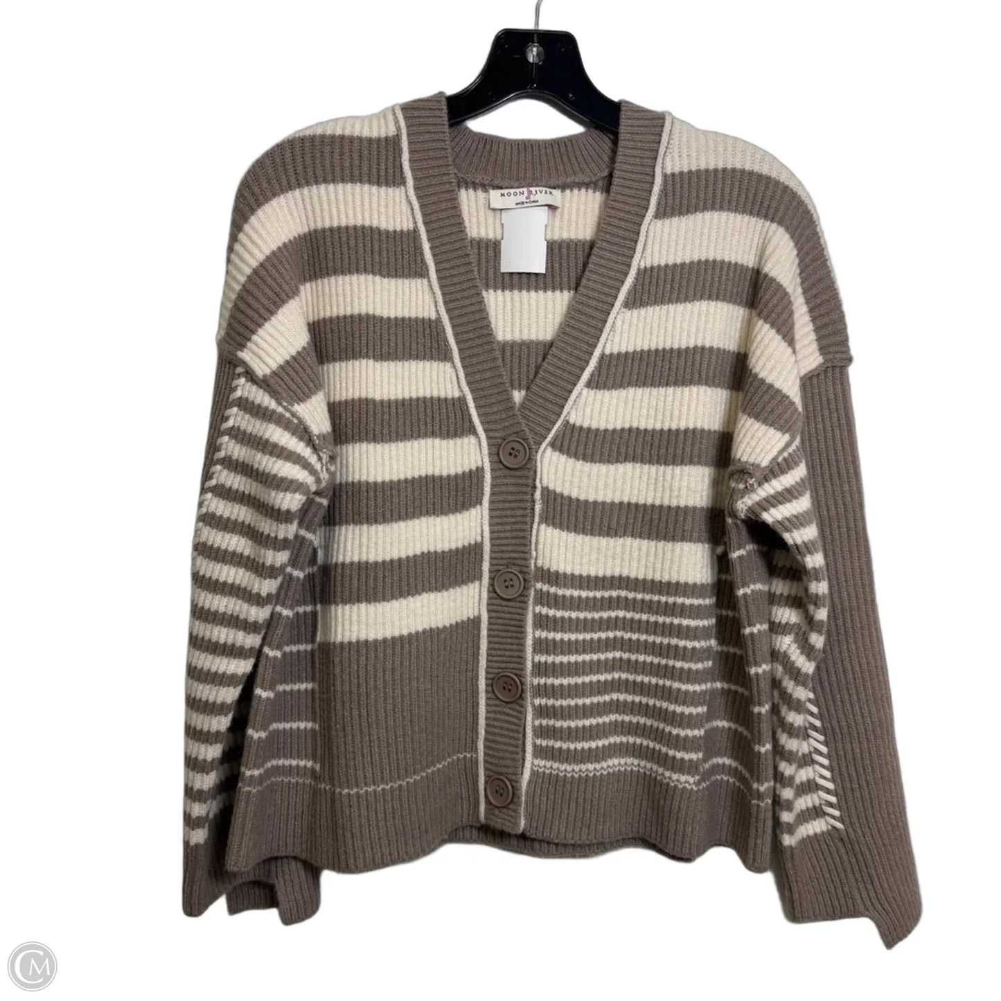 Sweater By Moon River In Brown & Cream, Size: S