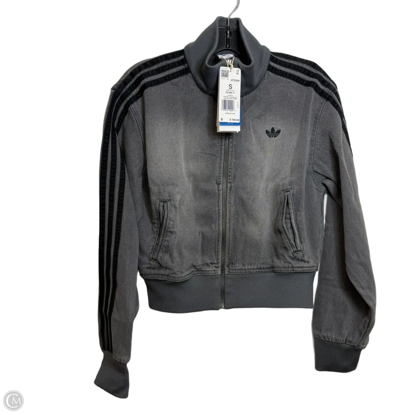 Jacket Denim By Adidas In Grey, Size: S