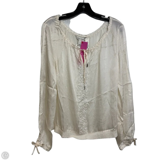 Top Long Sleeve By White House Black Market In Ivory, Size: L