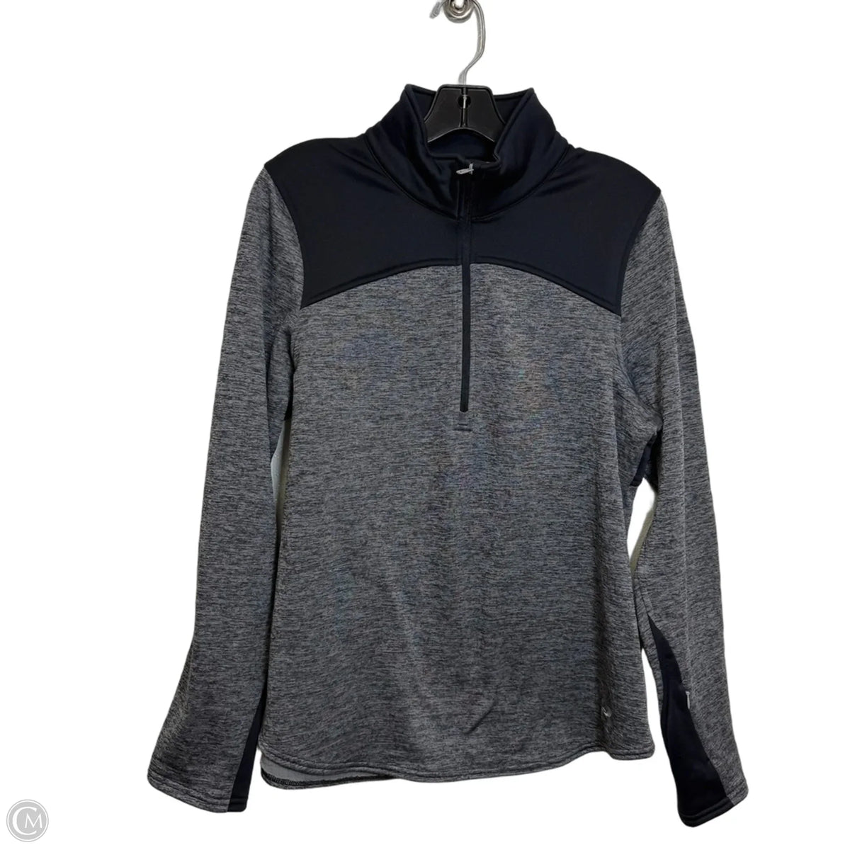 Athletic Top Long Sleeve Collar By Under Armour In Grey, Size: L