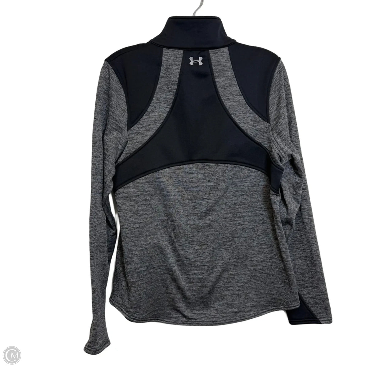 Athletic Top Long Sleeve Collar By Under Armour In Grey, Size: L
