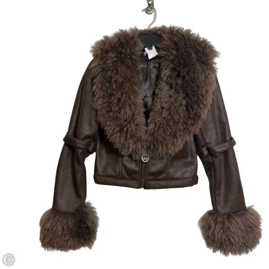 Jacket Faux Fur & Sherpa By Clothes Mentor In Brown, Size: S
