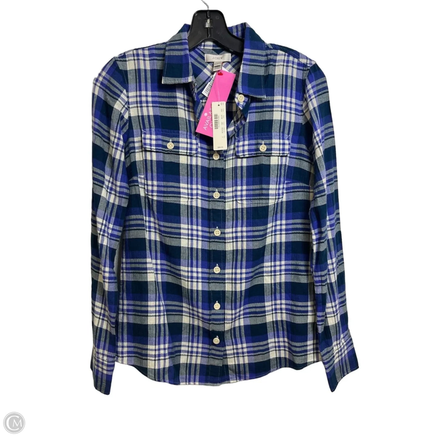 Top Long Sleeve Basic By J. Crew In Plaid Pattern, Size: 0