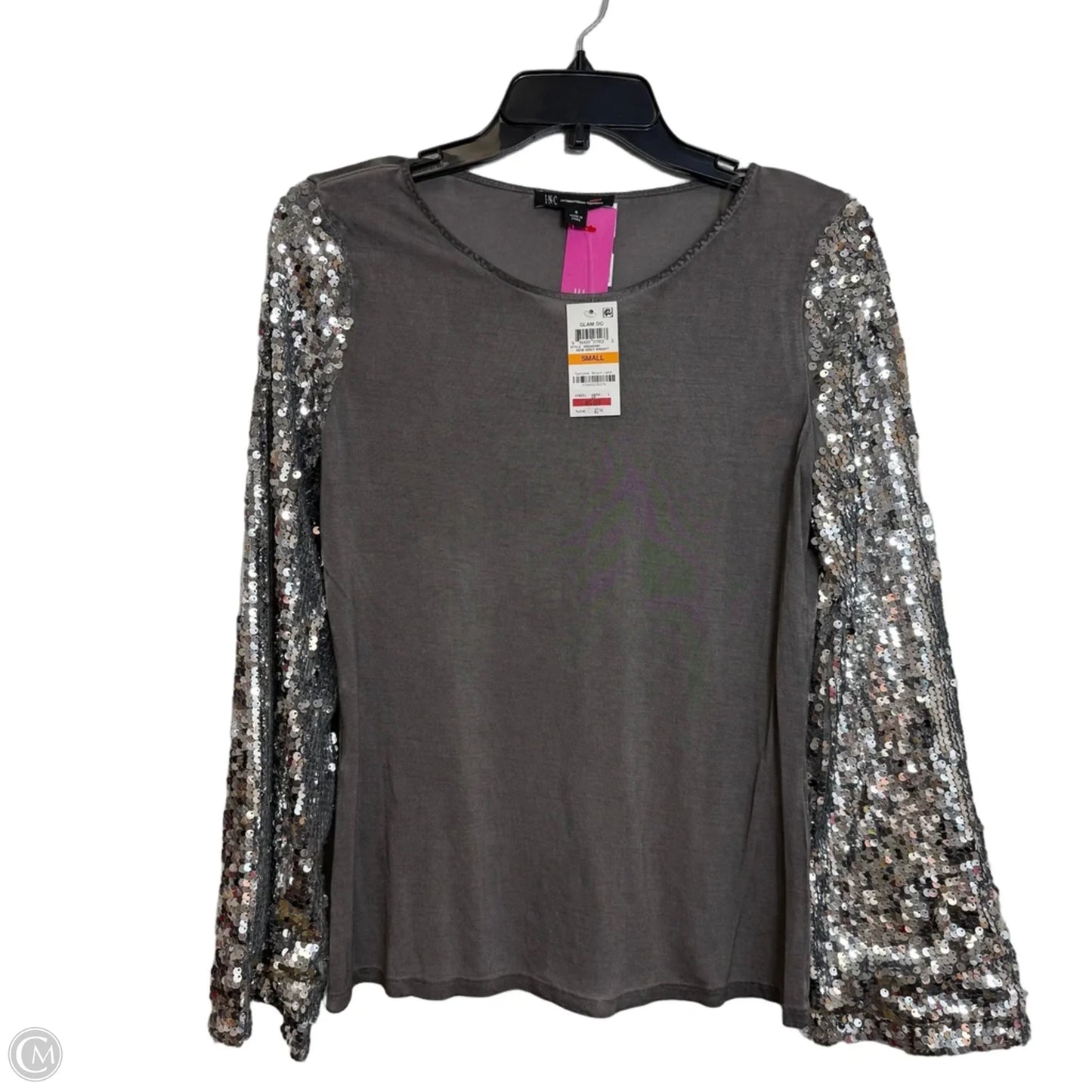 Top Long Sleeve By Inc In Grey, Size: S