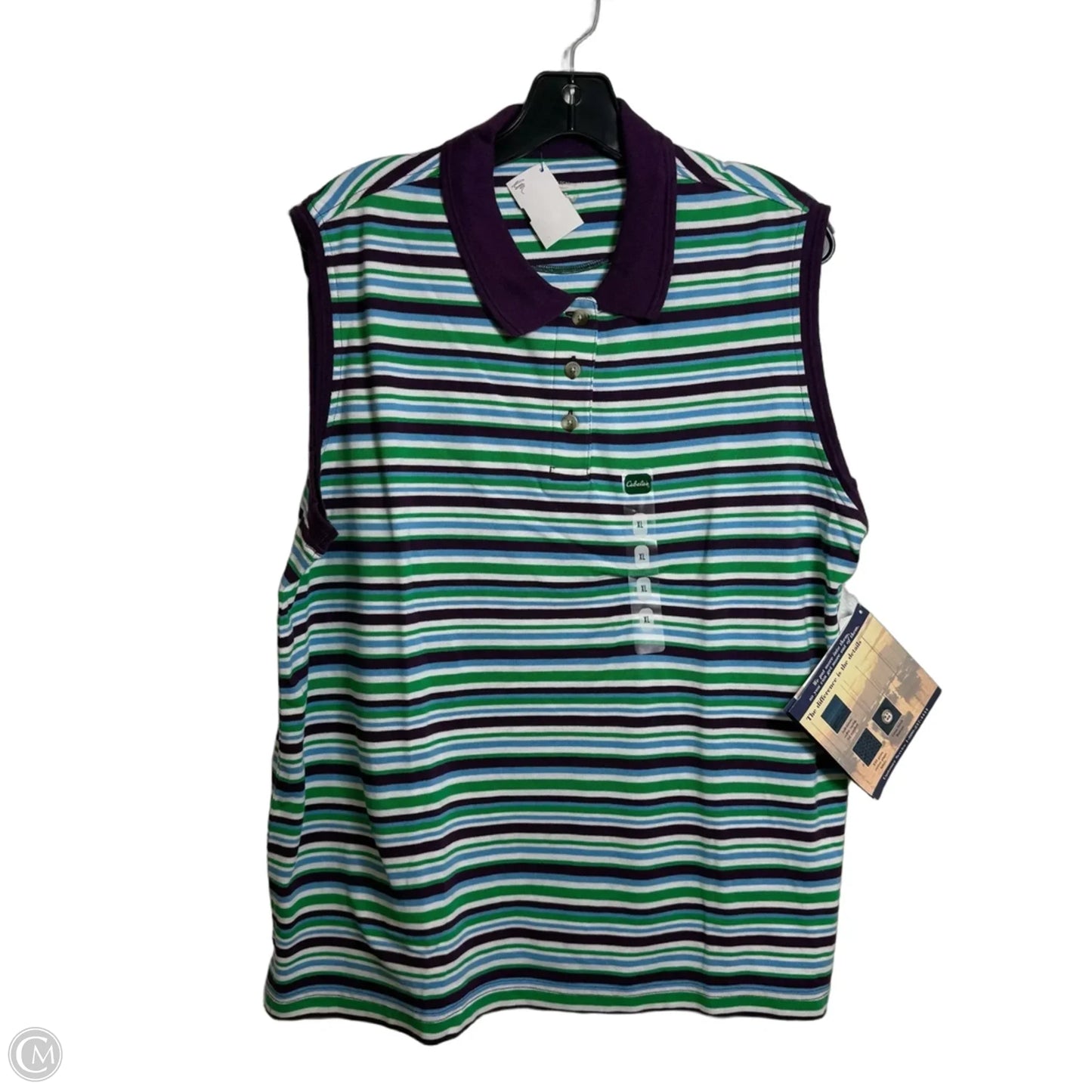 Top Sleeveless By Cabelas In Striped Pattern, Size: Xl
