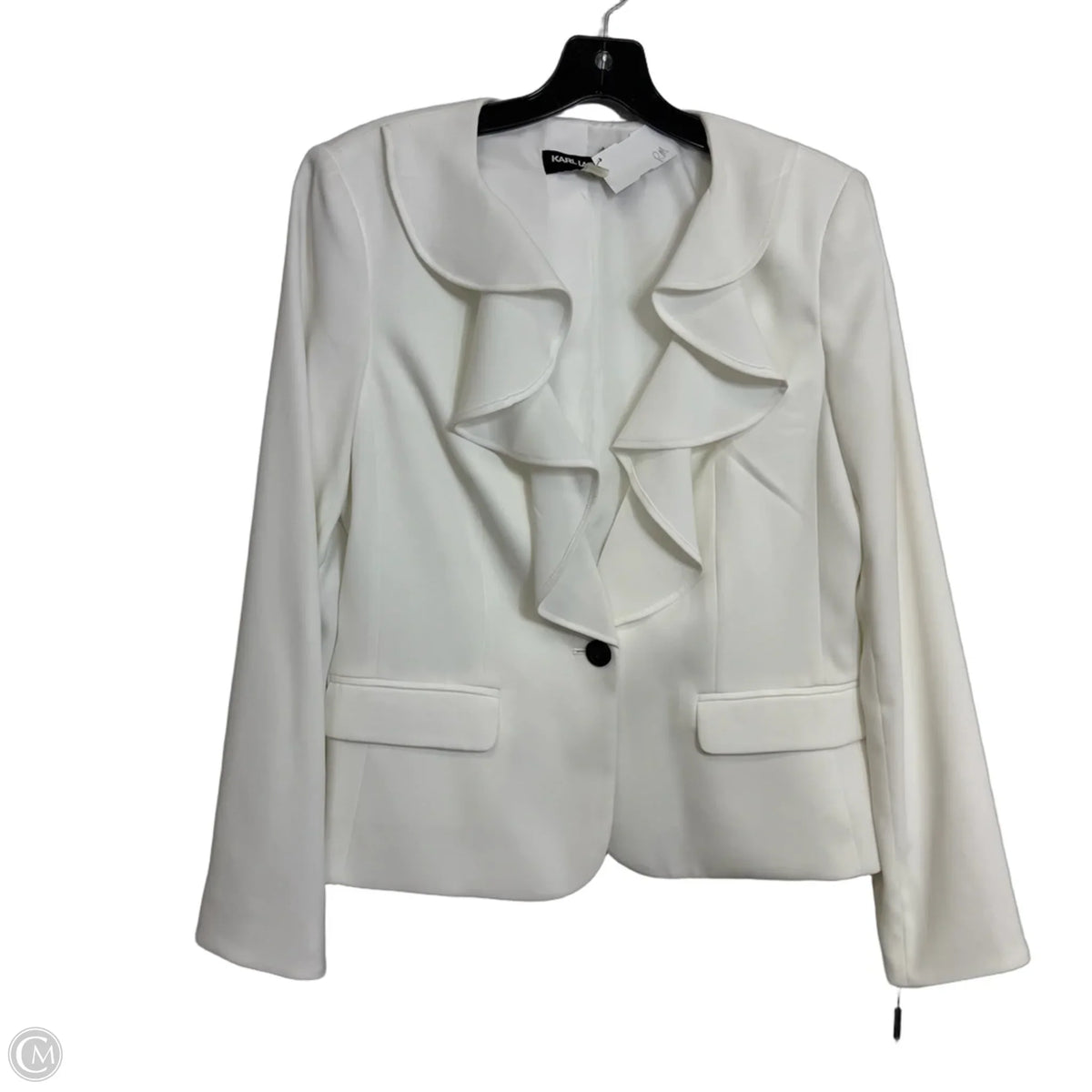 Blazer Designer By Karl Lagerfeld In White, Size: 10