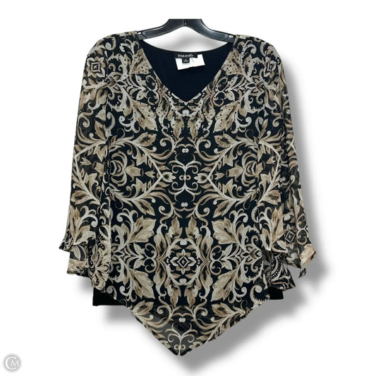 Top 3/4 Sleeve Basic By Roz And Ali In Leopard Print, Size: S