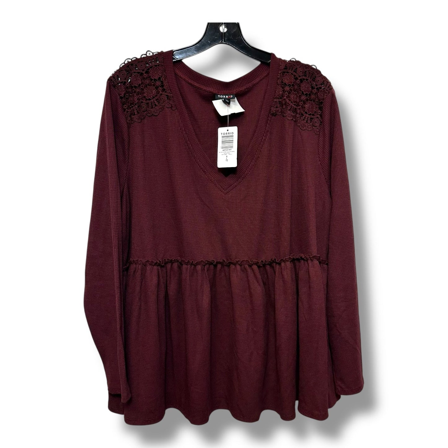 Top Long Sleeve By Torrid In Maroon, Size: L