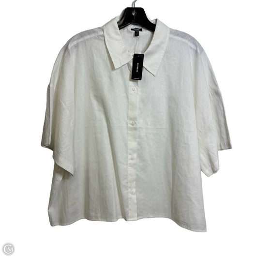 Top Short Sleeve By Express In White, Size: Xl