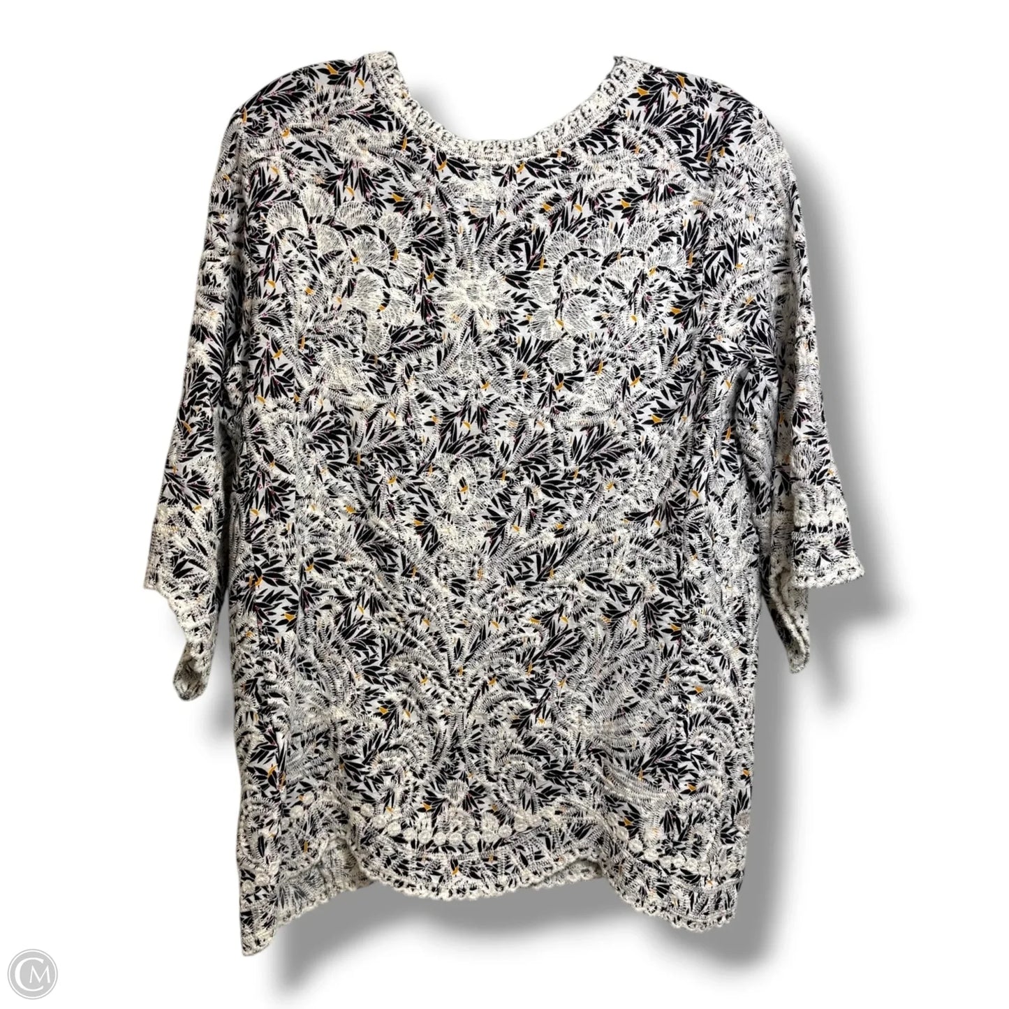 Top 2pc 3/4 Sleeve By Solitaire In Black & White, Size: L