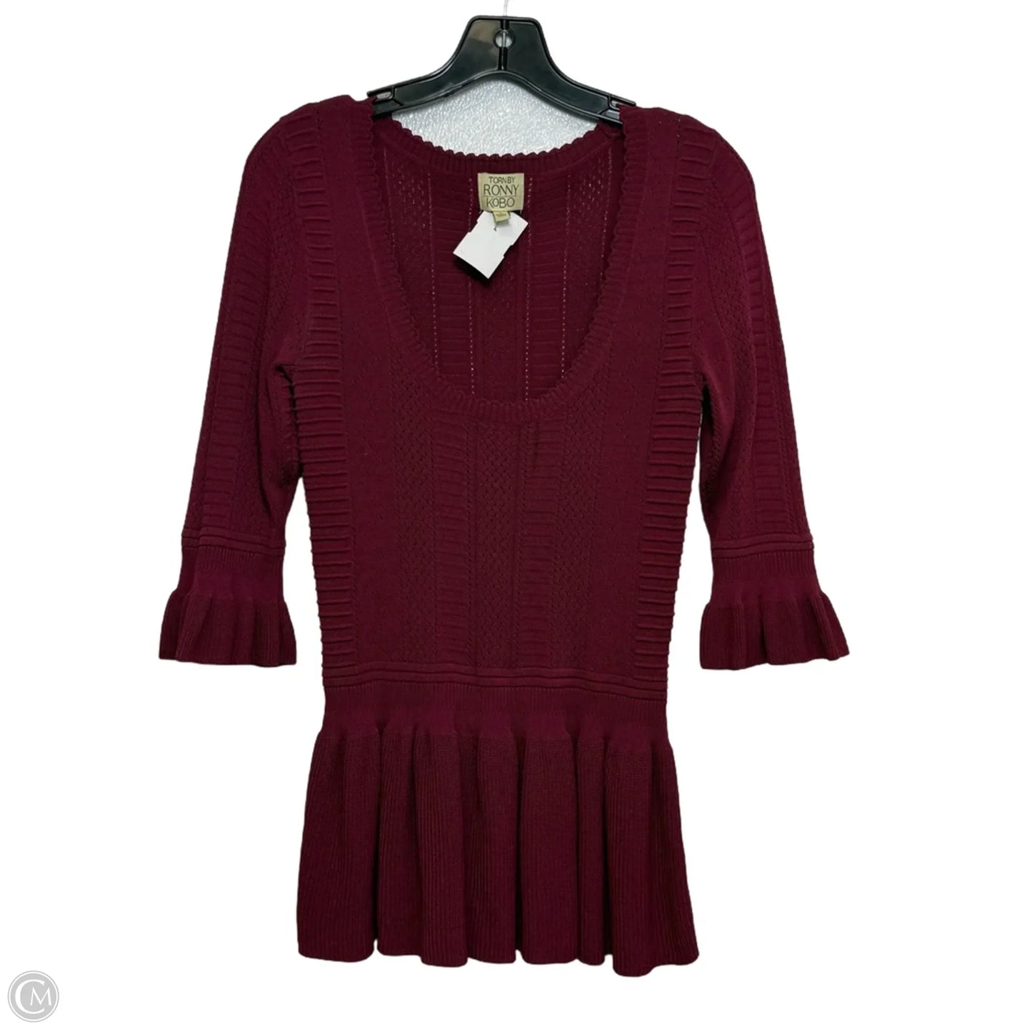 Top 3/4 Sleeve By Clothes Mentor In Maroon, Size: S