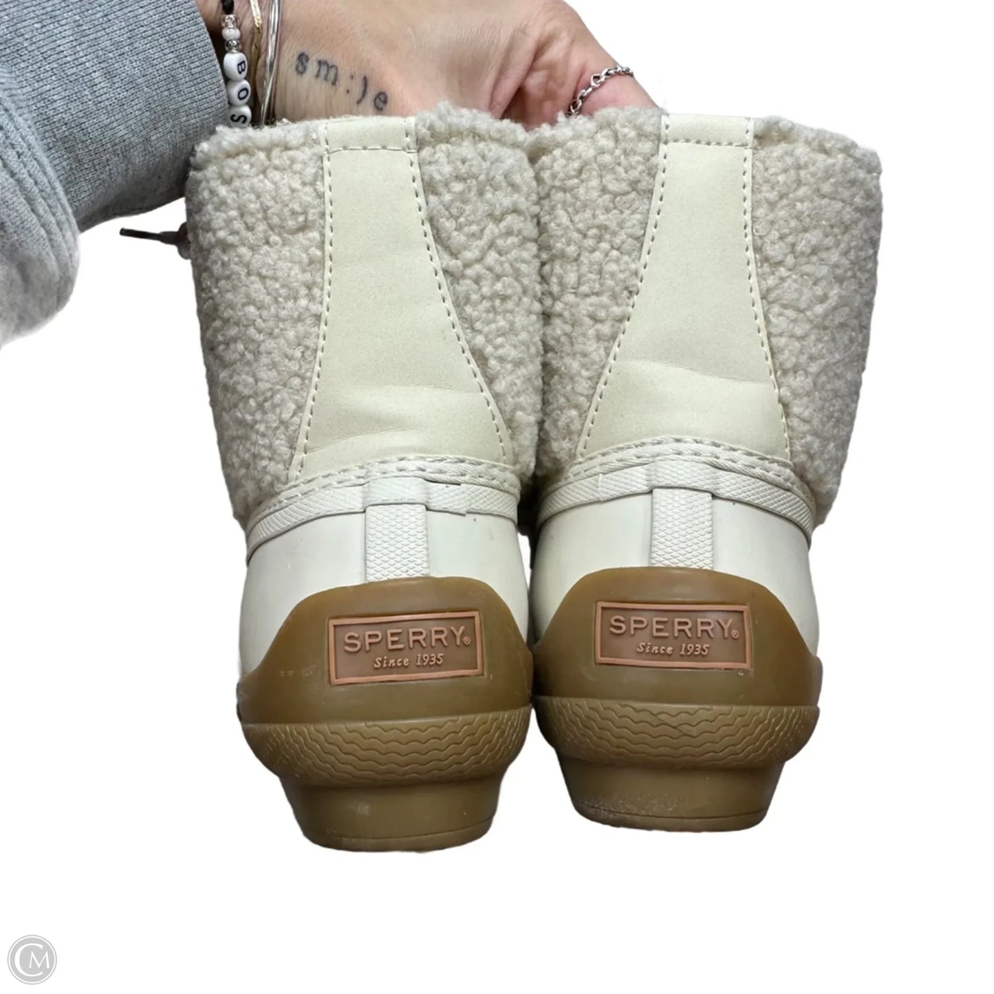 Boots Ankle Flats By Sperry In Cream, Size: 9.5