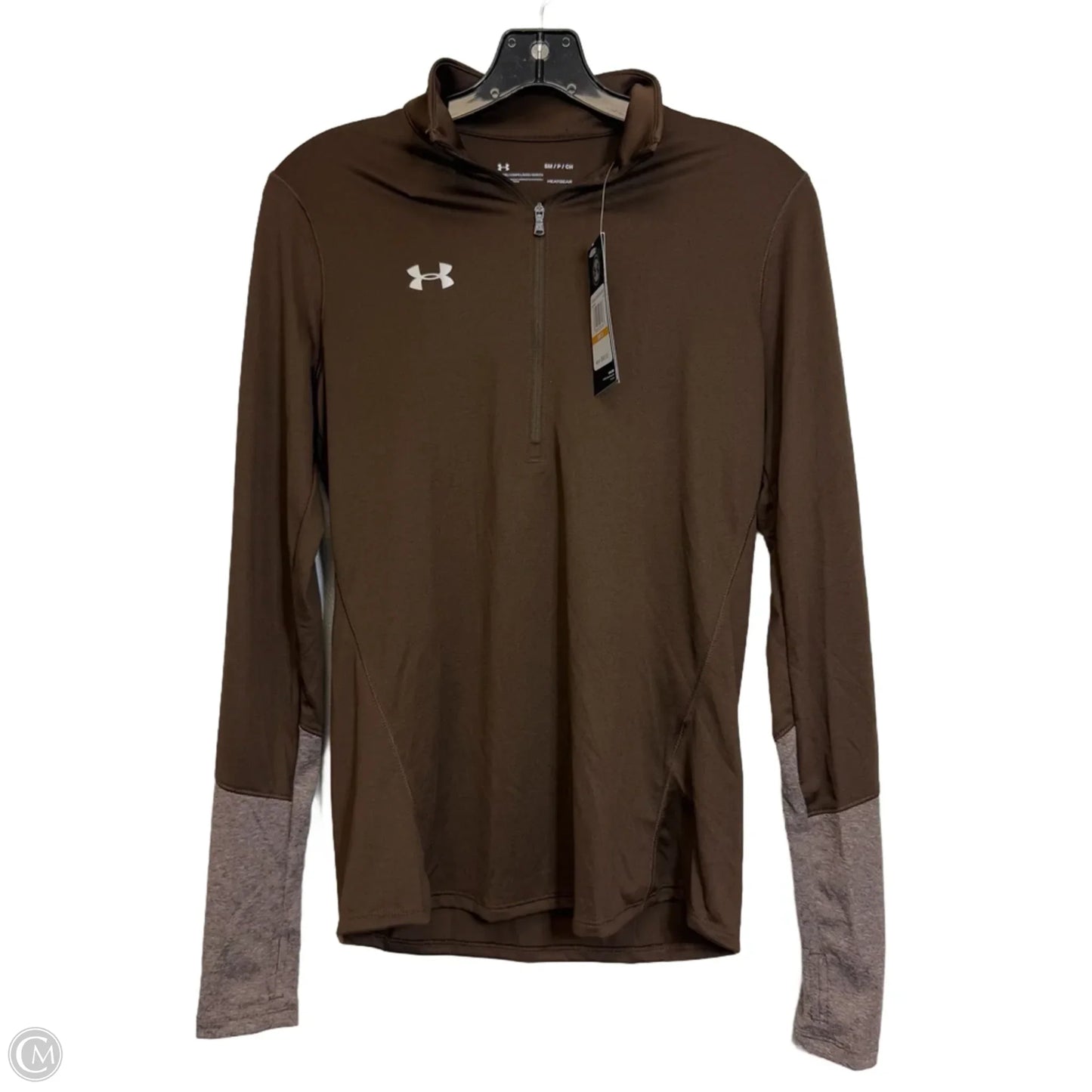 Athletic Top Long Sleeve Collar By Under Armour In Bronze, Size: S