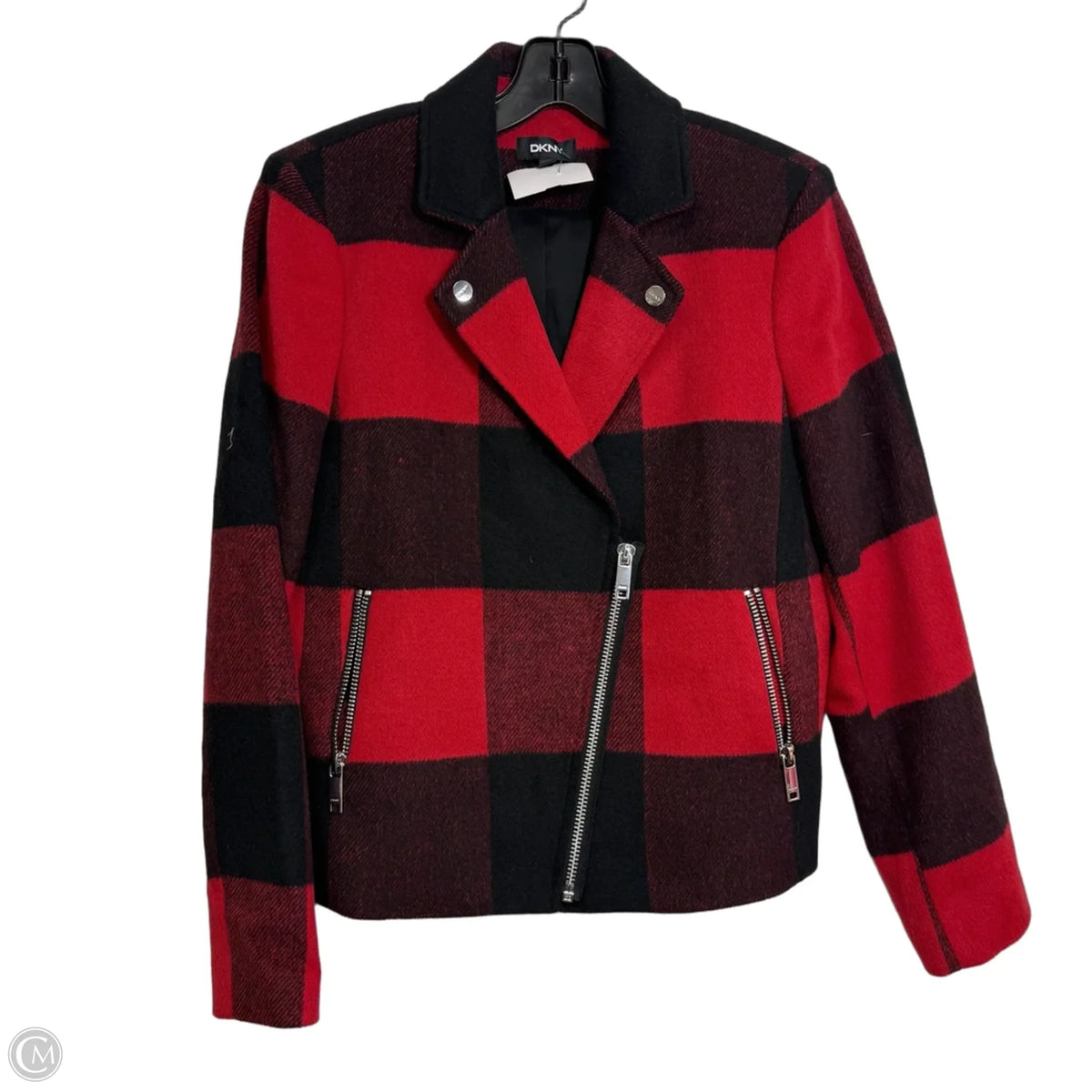Jacket Fleece By Dkny In Plaid Pattern, Size: M