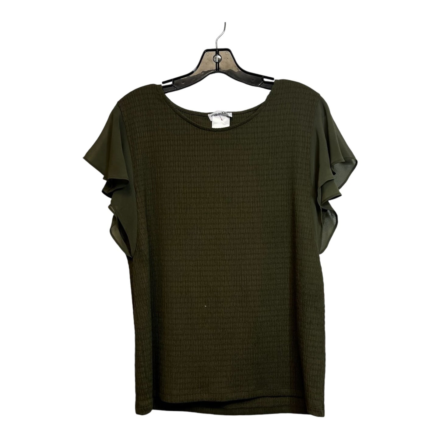 Top Short Sleeve By Calvin Klein In Green, Size: L