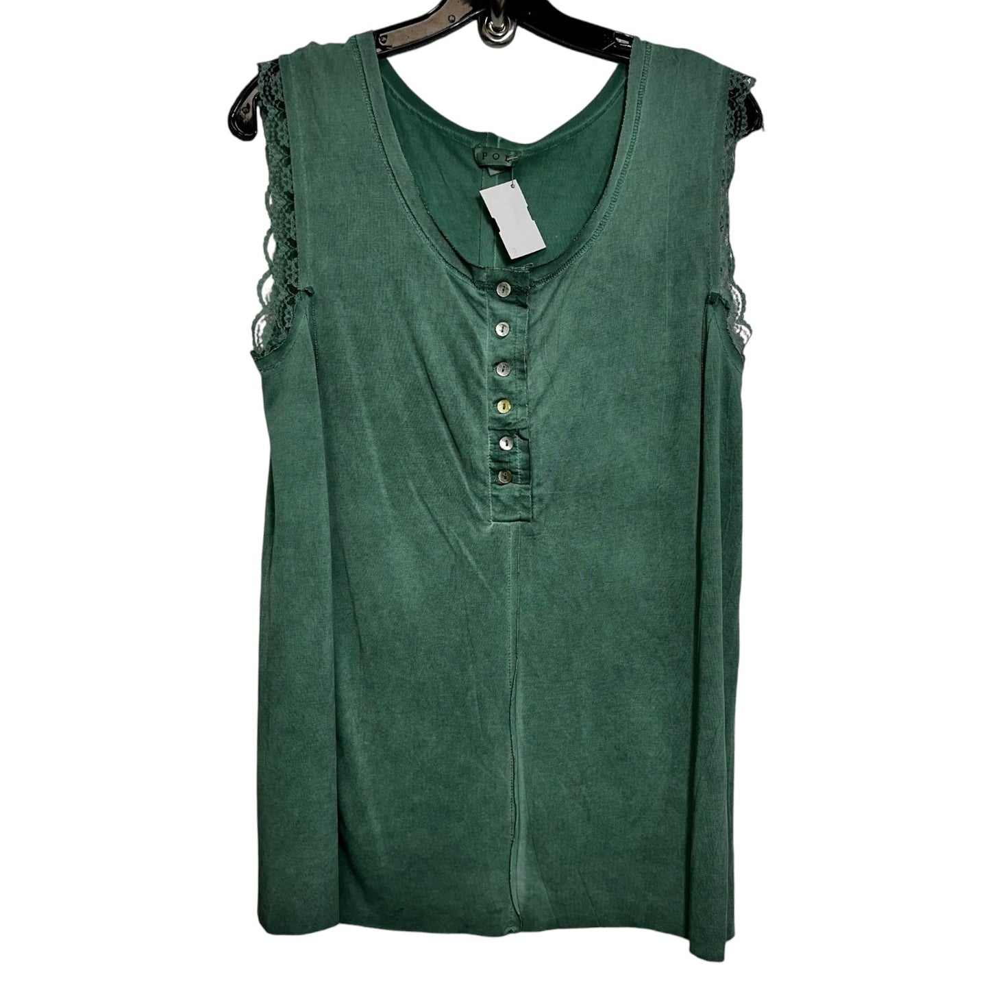 Top Sleeveless By Pol In Green, Size: L