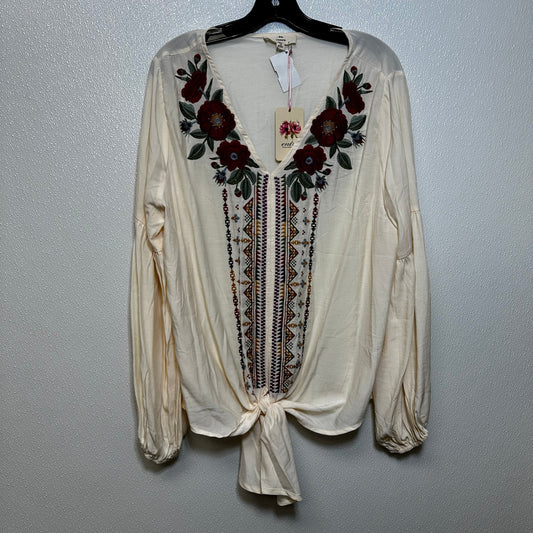 Floral Top Long Sleeve Entro, Size 1x