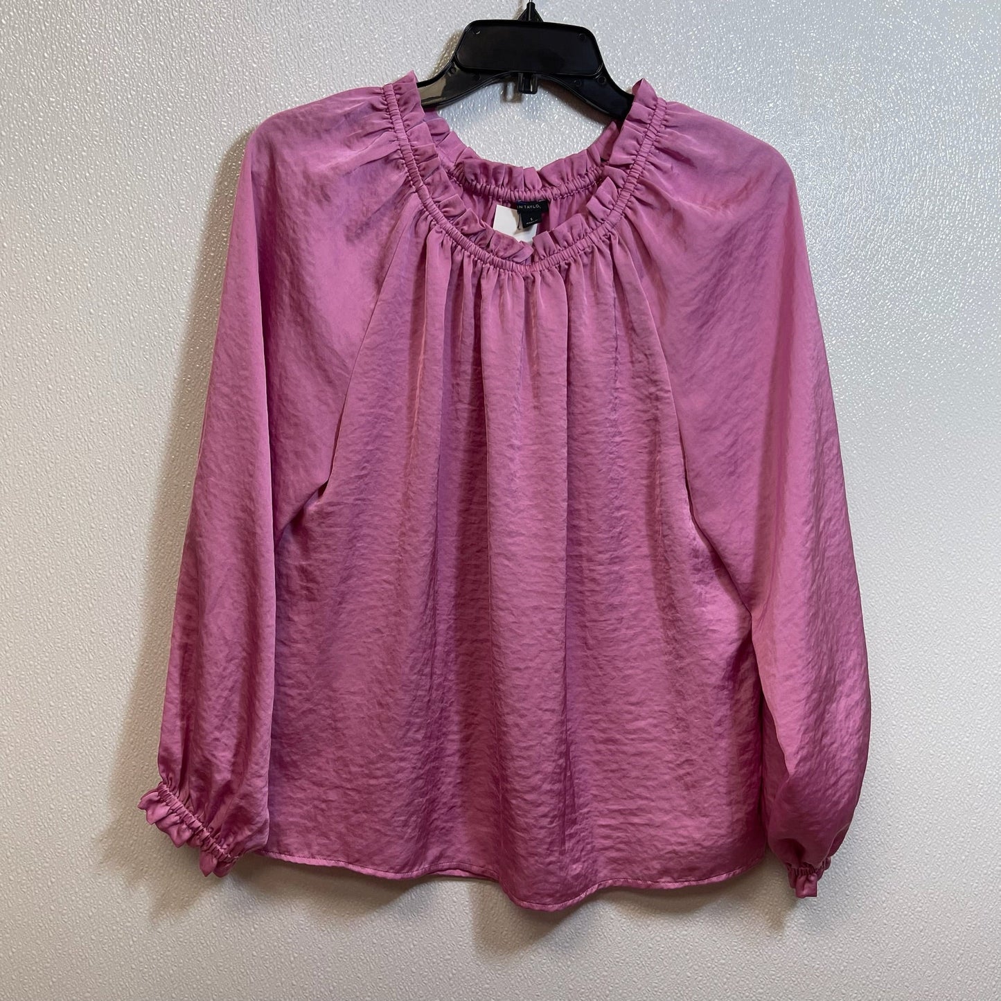 Top Long Sleeve By Ann Taylor O In Pink, Size: S