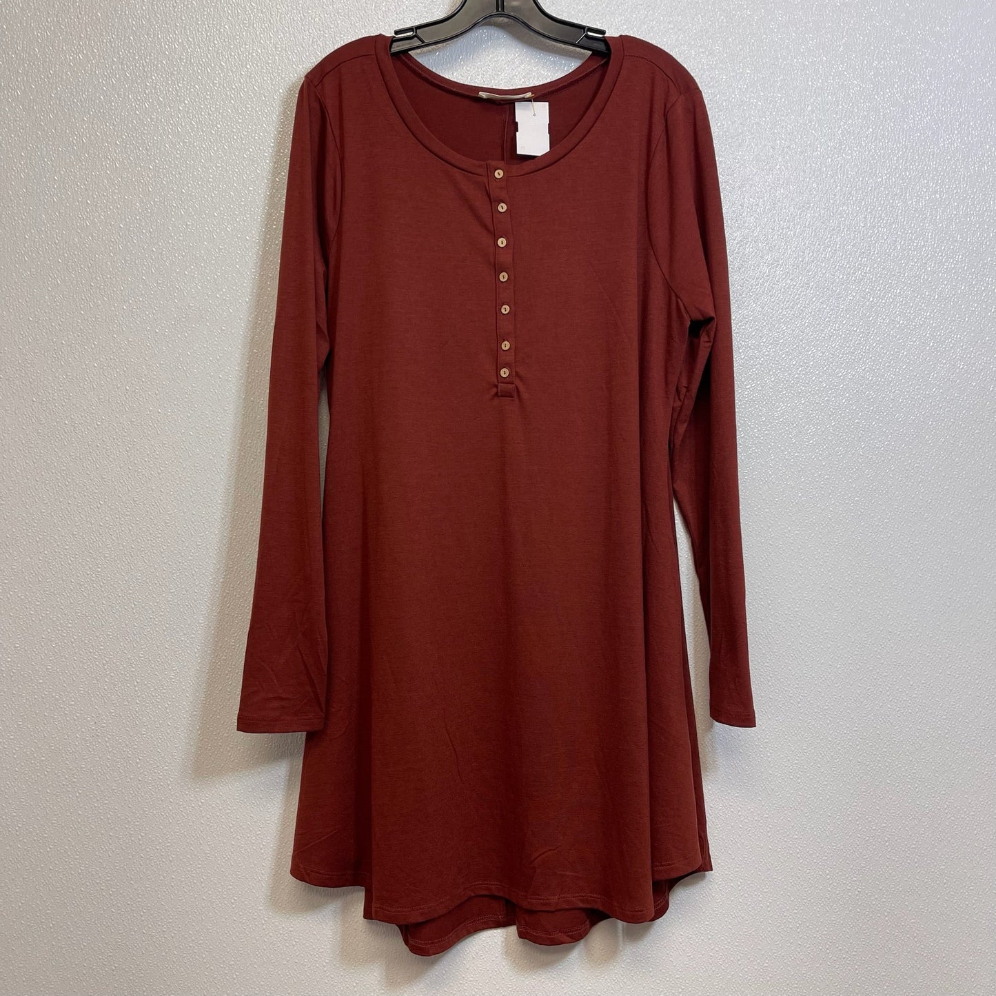 Tunic Dress Casual Short By Zenana Outfitters In Rust, Size: 2x