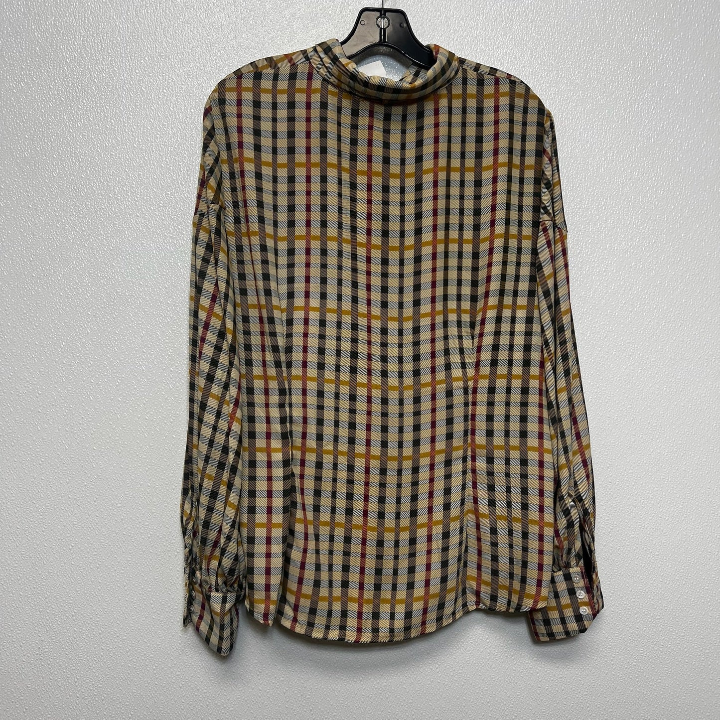 Blouse Long Sleeve By Cece In Checked, Size: Xl