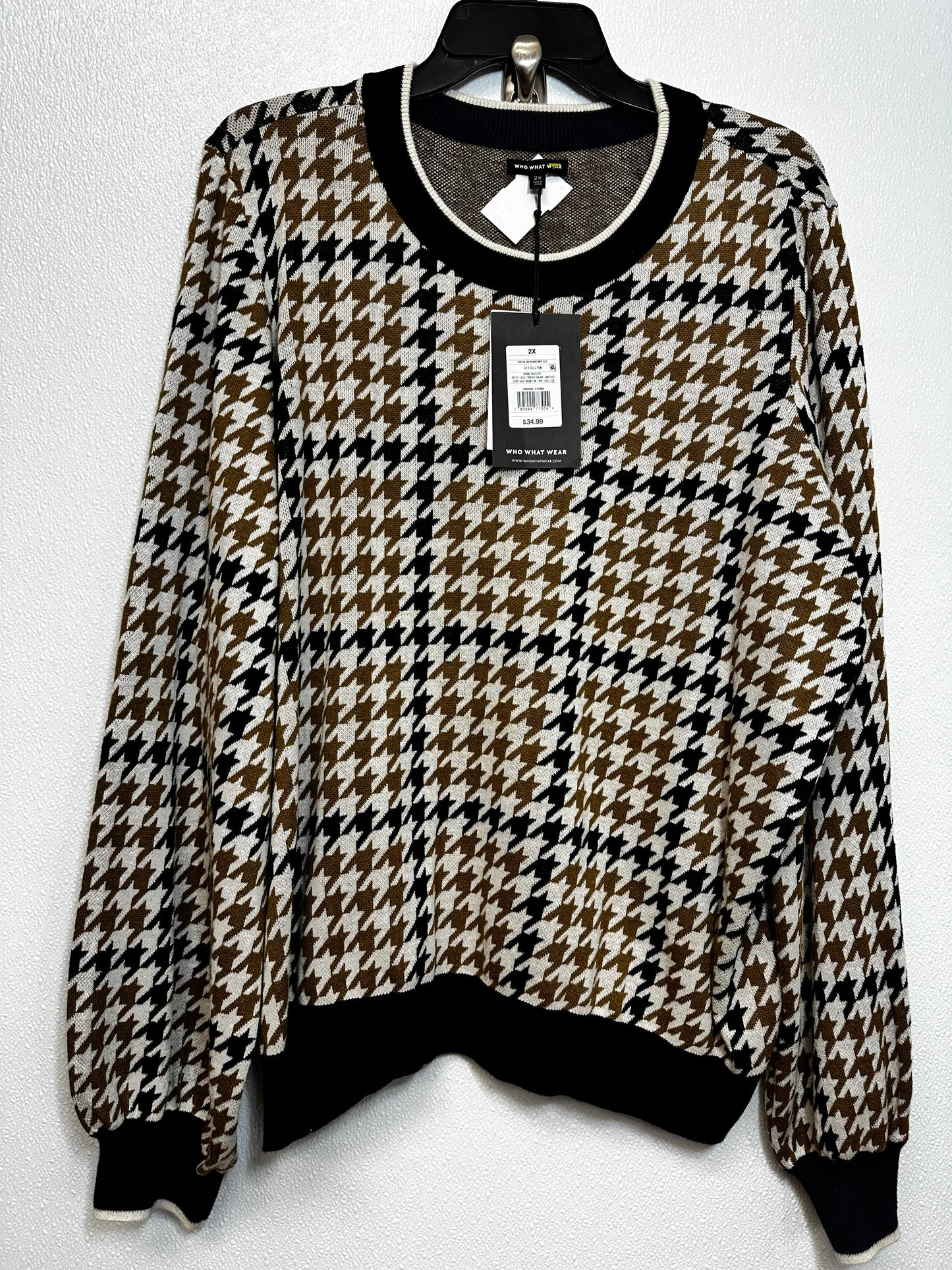 Sweater By Who What Wear In Houndstooth, Size: 2x