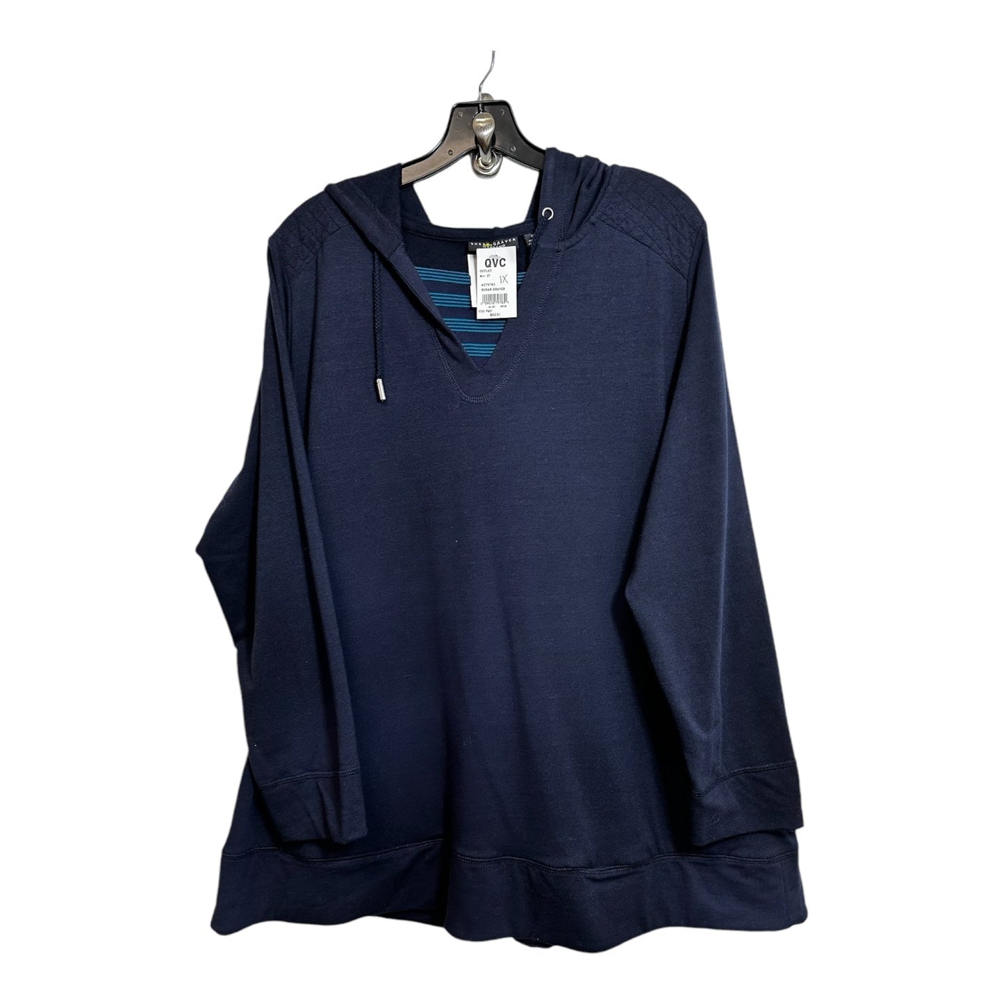 Sweatshirt Hoodie By Susan Graver In Navy, Size: 1x