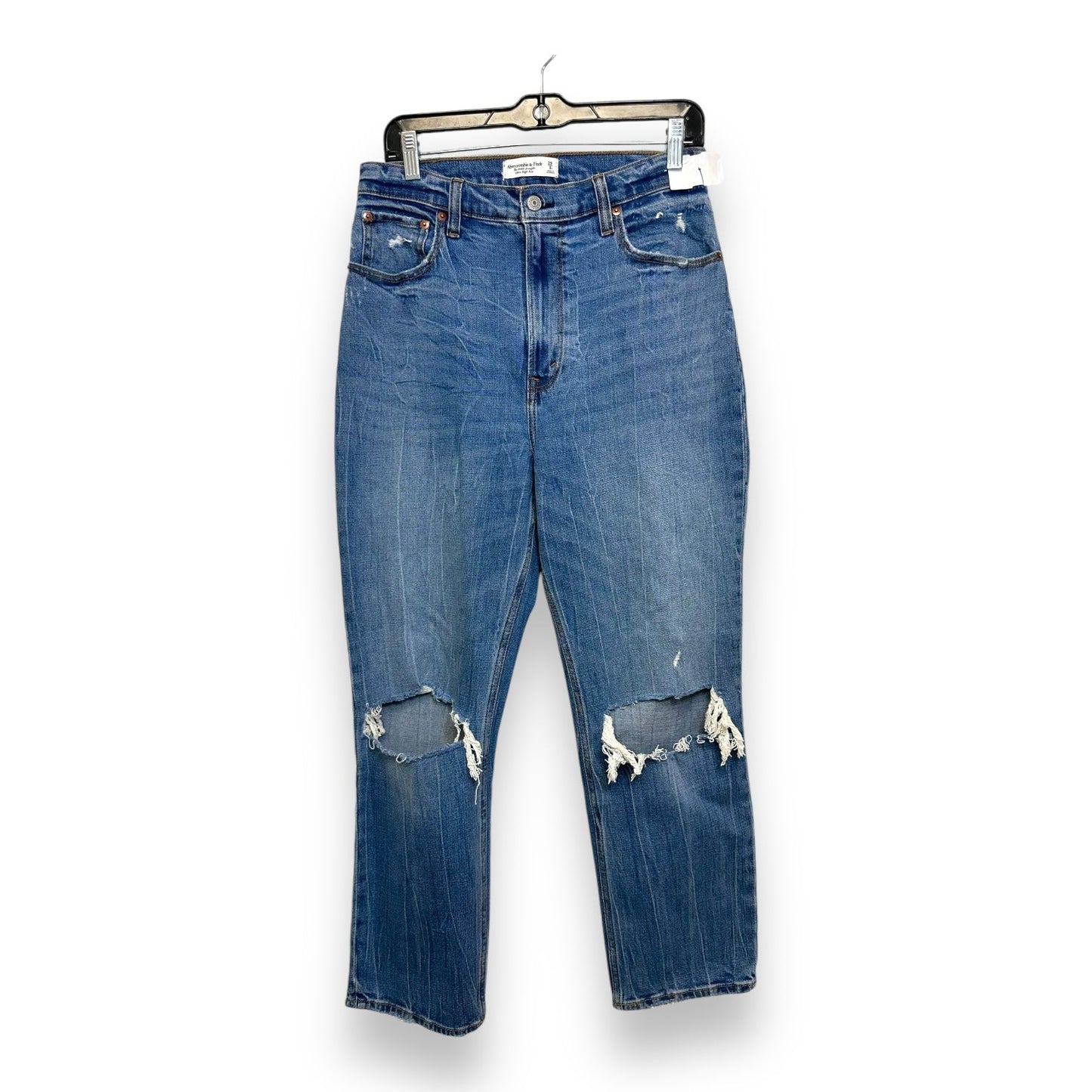 The Ankle Straight Ultra High Rise - curve love Jeans By Abercrombie And Fitch In Denim, Size: 8