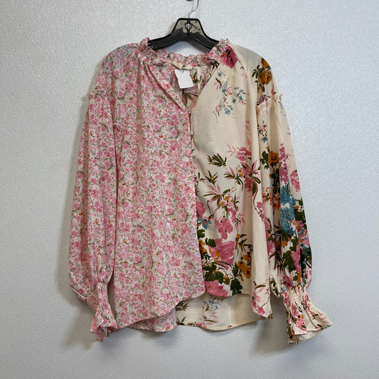 Blouse Long Sleeve By Entro In Floral, Size: L