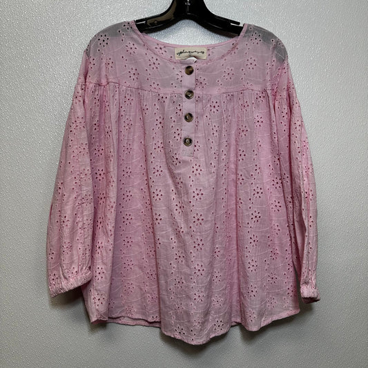 Candy Pink Top Long Sleeve Clothes Mentor, Size L