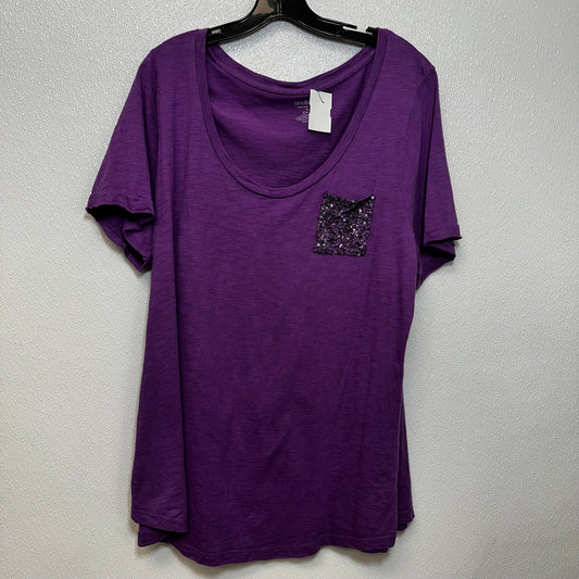 Purple Top Short Sleeve Basic Lane Bryant O, Size 1x