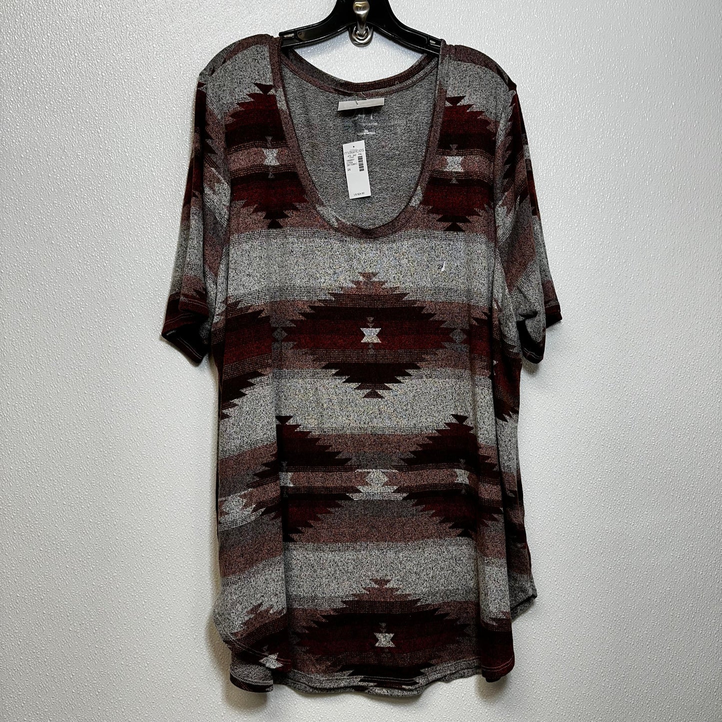 Print Top Short Sleeve Maurices O, Size 2x