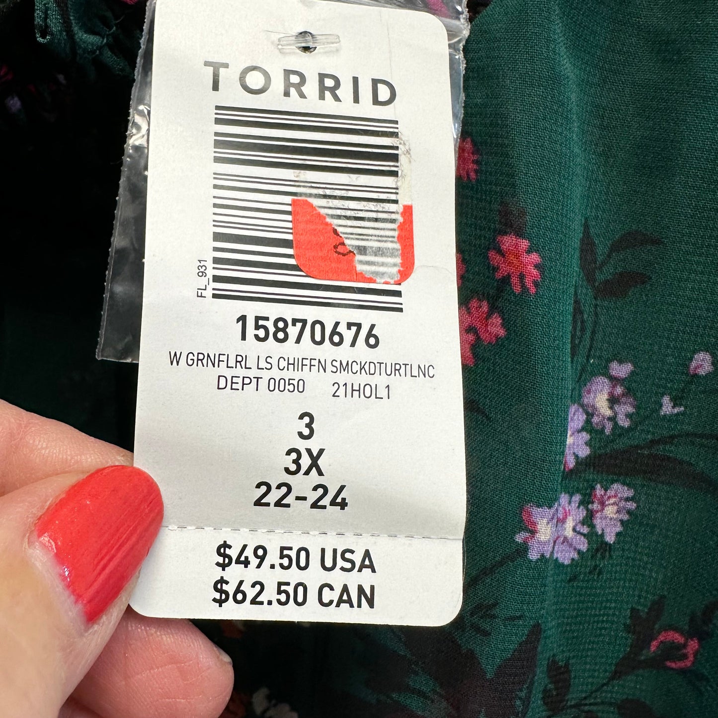 Floral Top Long Sleeve Torrid, Size 3x